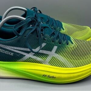 ASICS Shoes Mens 10 Metaspeed Edge Velvet Pine Green Safety Yellow Running